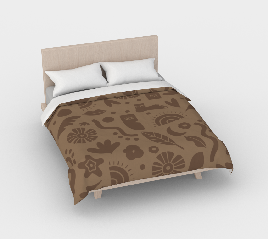 Housse de couette - Mosaïque poétique - Beige et brun