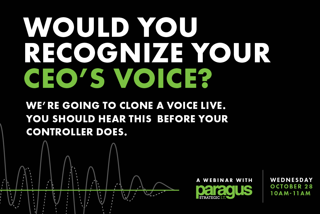 black image card with vocal waves, text reading "Would you recognize your CEO's voice?"