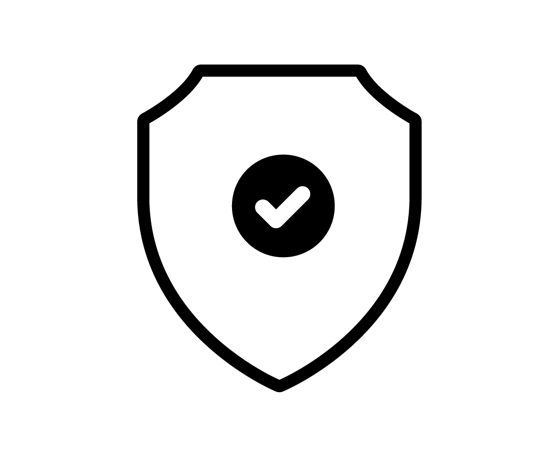 Shield icon with checkmark, protection