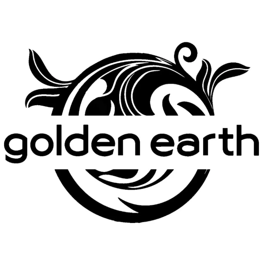 Golden Earth Logo, a swirling circle with leaves