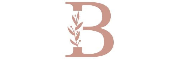 Mauve color letter B with leaves and berries