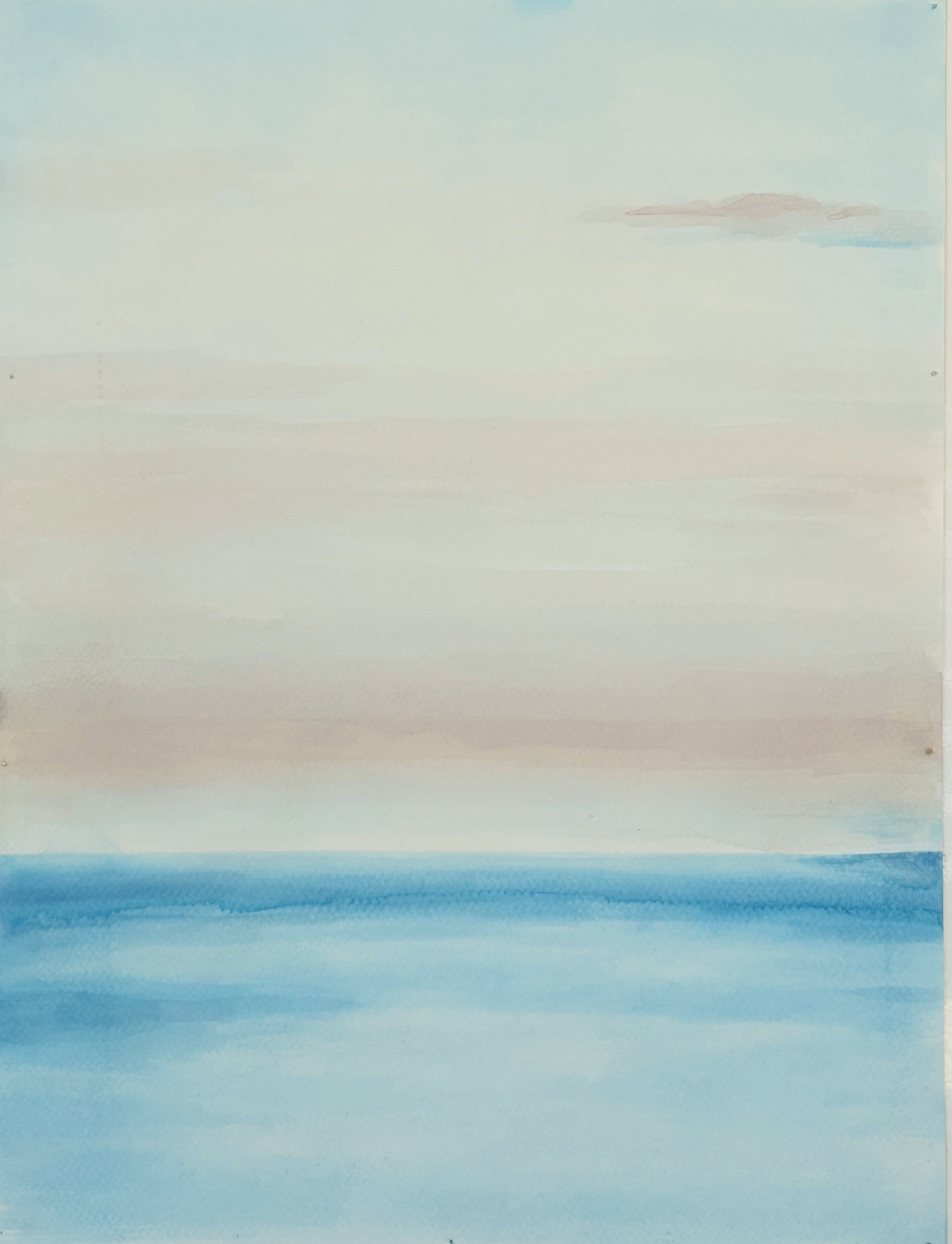 Seascapes numbers 4, Torremolinos – Natural Variations • Liquid Watercolour and Rose Petal Ink on Paper • 12x18 inches