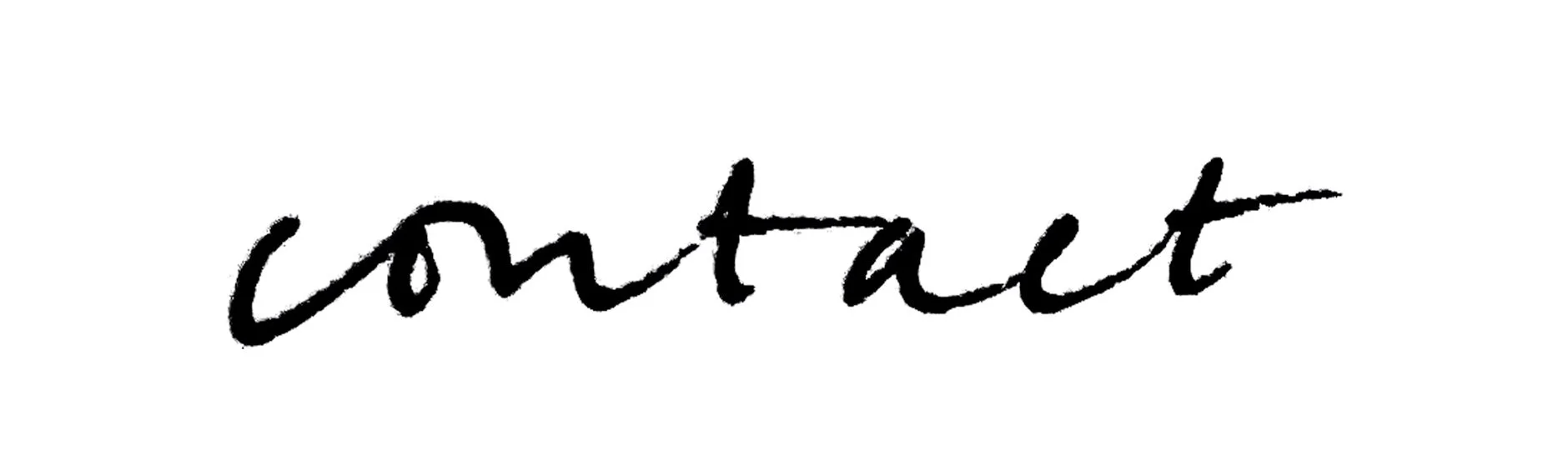 The word 'contact' written in black handwritten script on a white background.