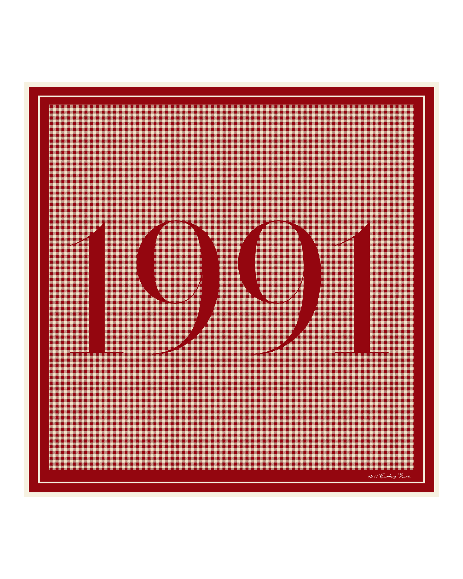 1991 Red Gingham Silk Wild Rag