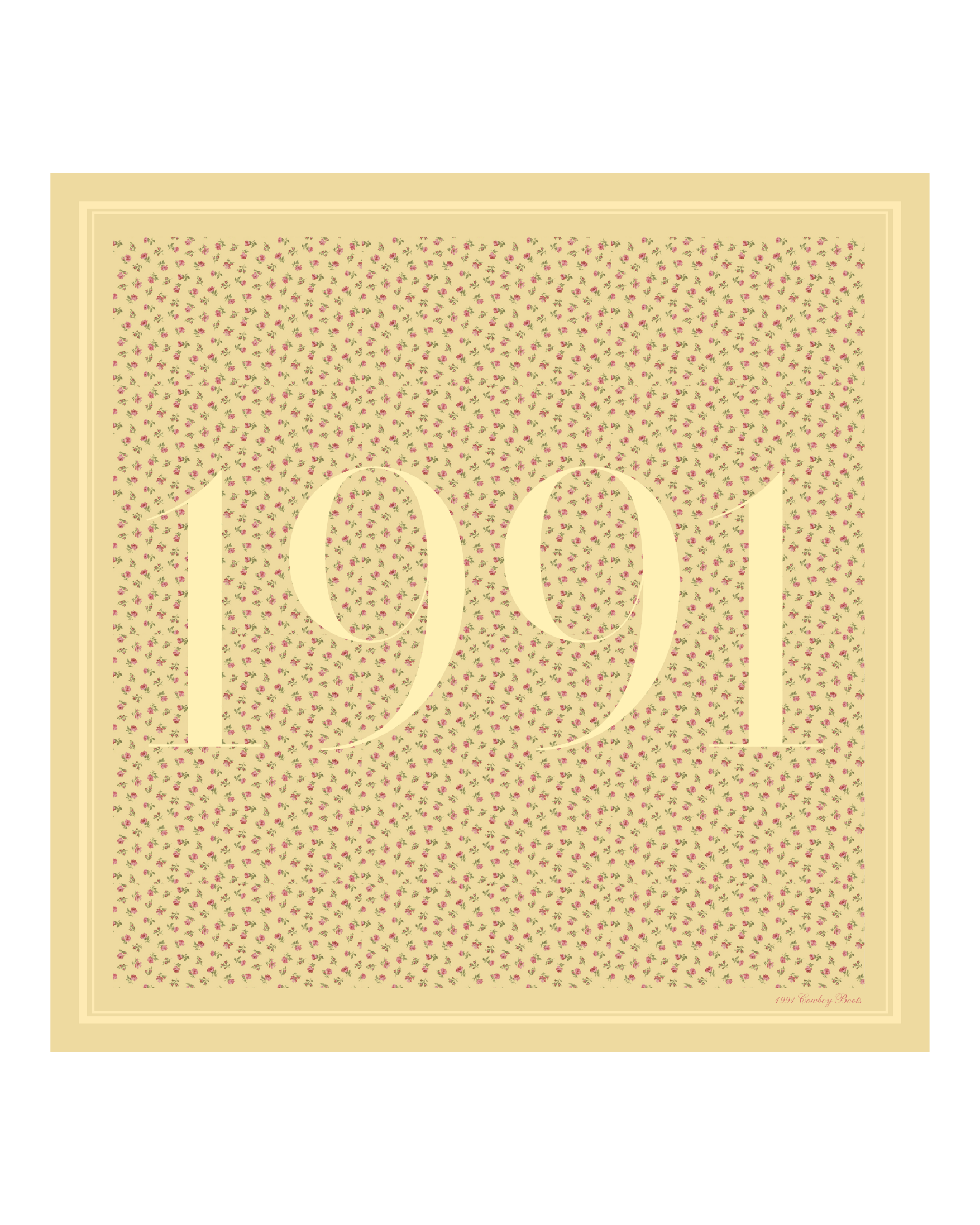 1991 Yellow Floral Silk Wild Rag
