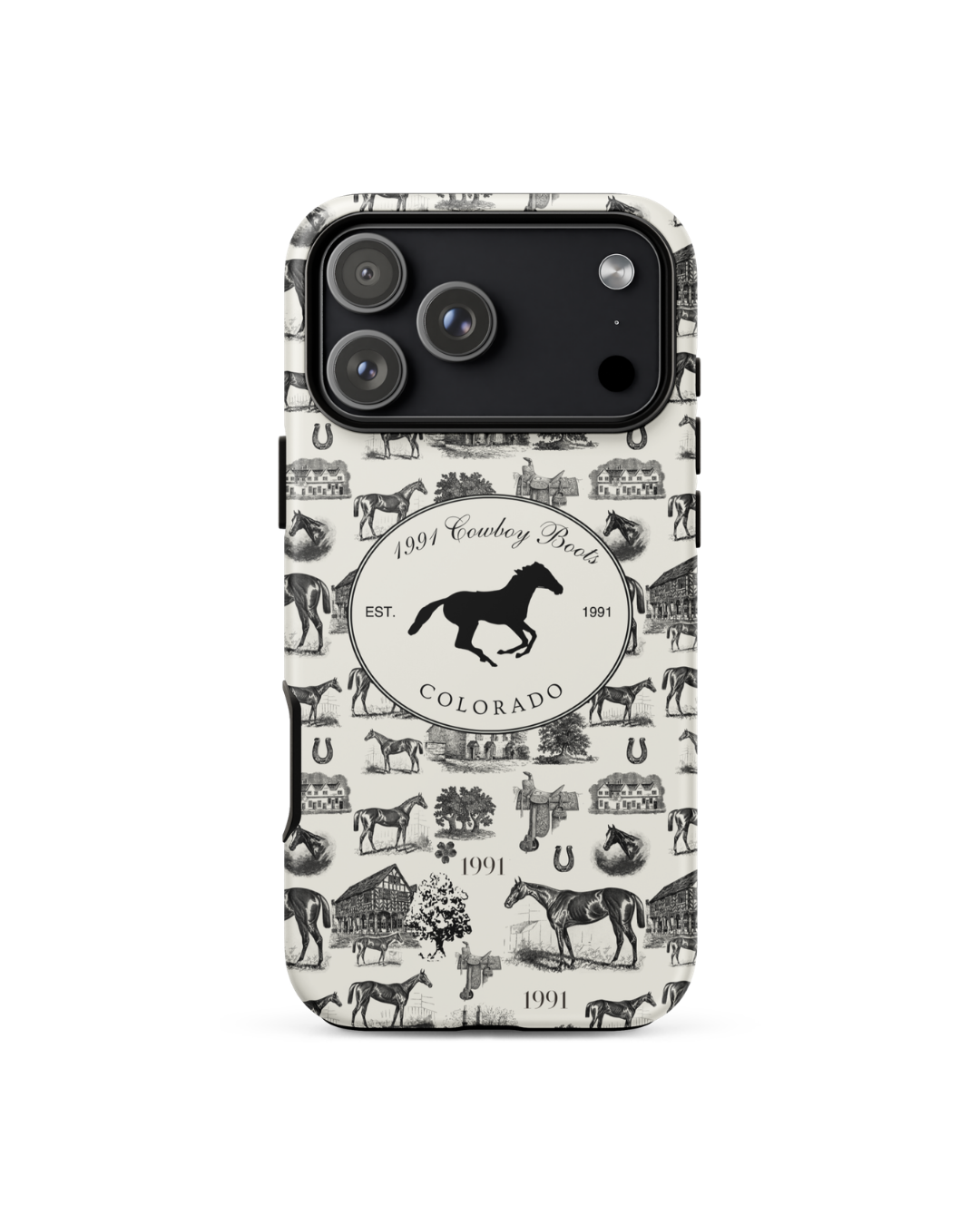 1991 Black Western Horse Toile Tough Case for iPhone®