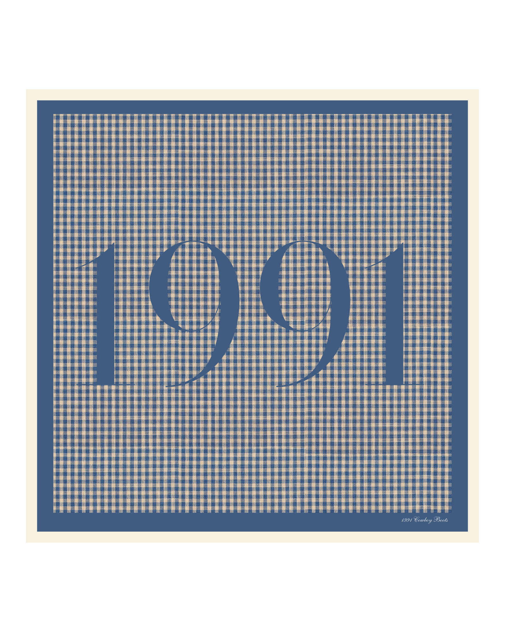 1991 Blue Gingham Silk Wild Rag