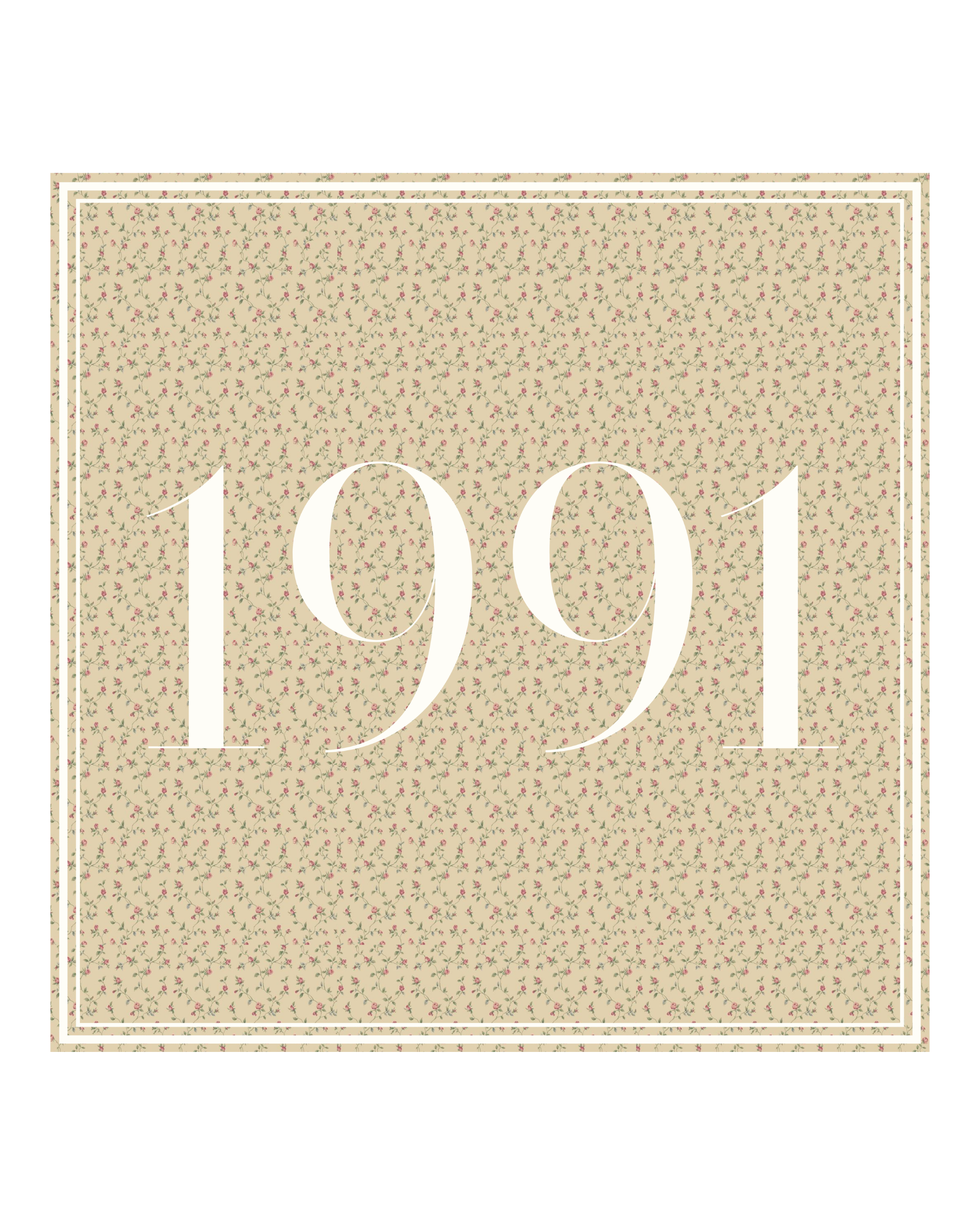 1991 Cream Floral Silk Wild Rag
