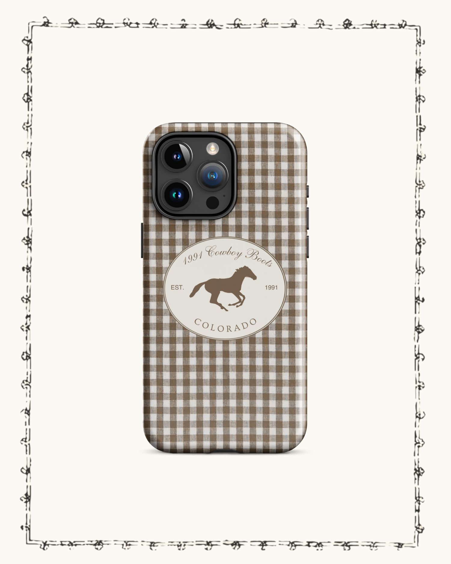 1991 Brown Gingham Tough Case for iPhone 1991 Cowboy Boots 1991 Brown Gingham Tough Case for iPhone 1991 Cowboy Boots