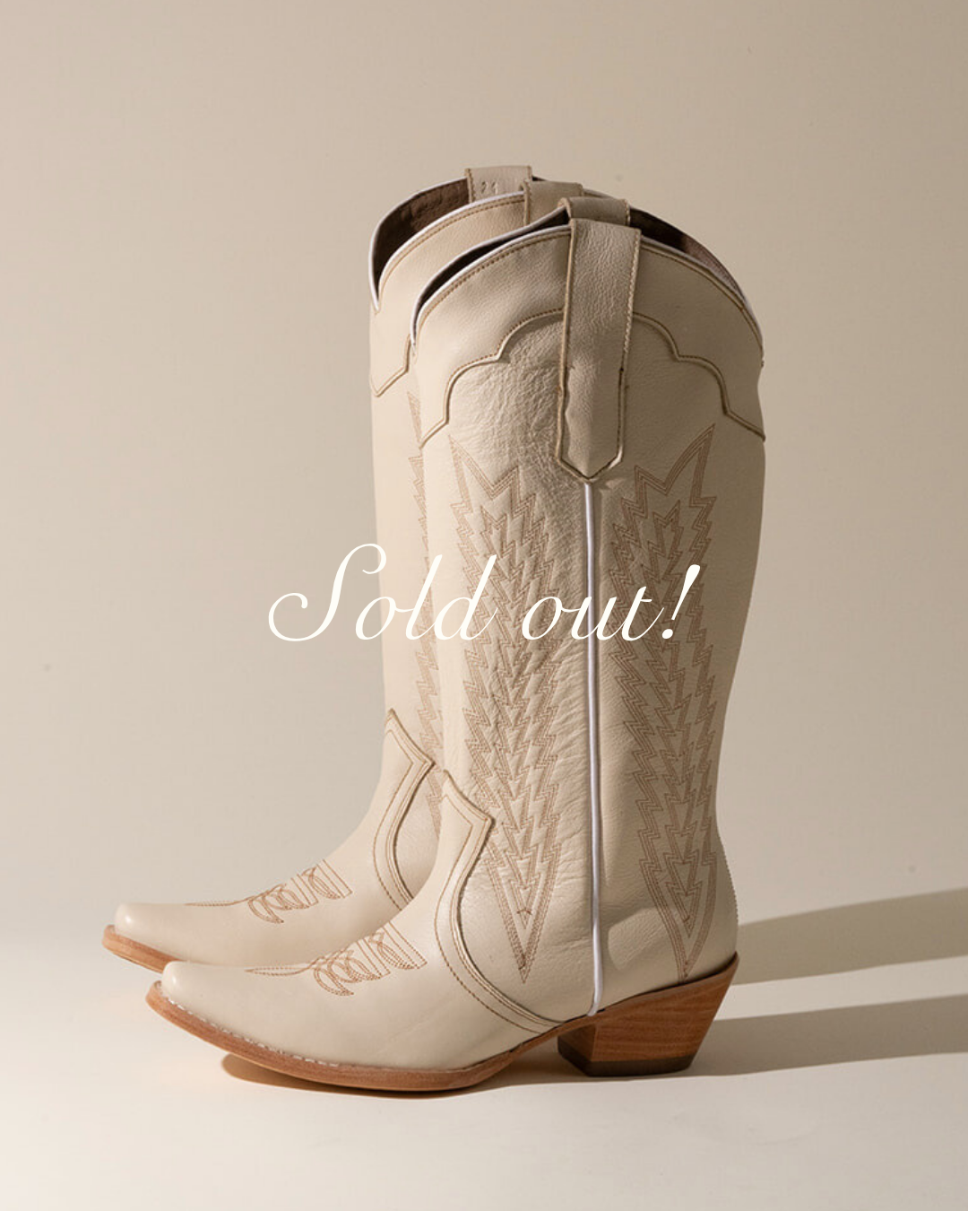 1991 "Sunday" Cowboy Boot - Milk & Honey Creme White Leather