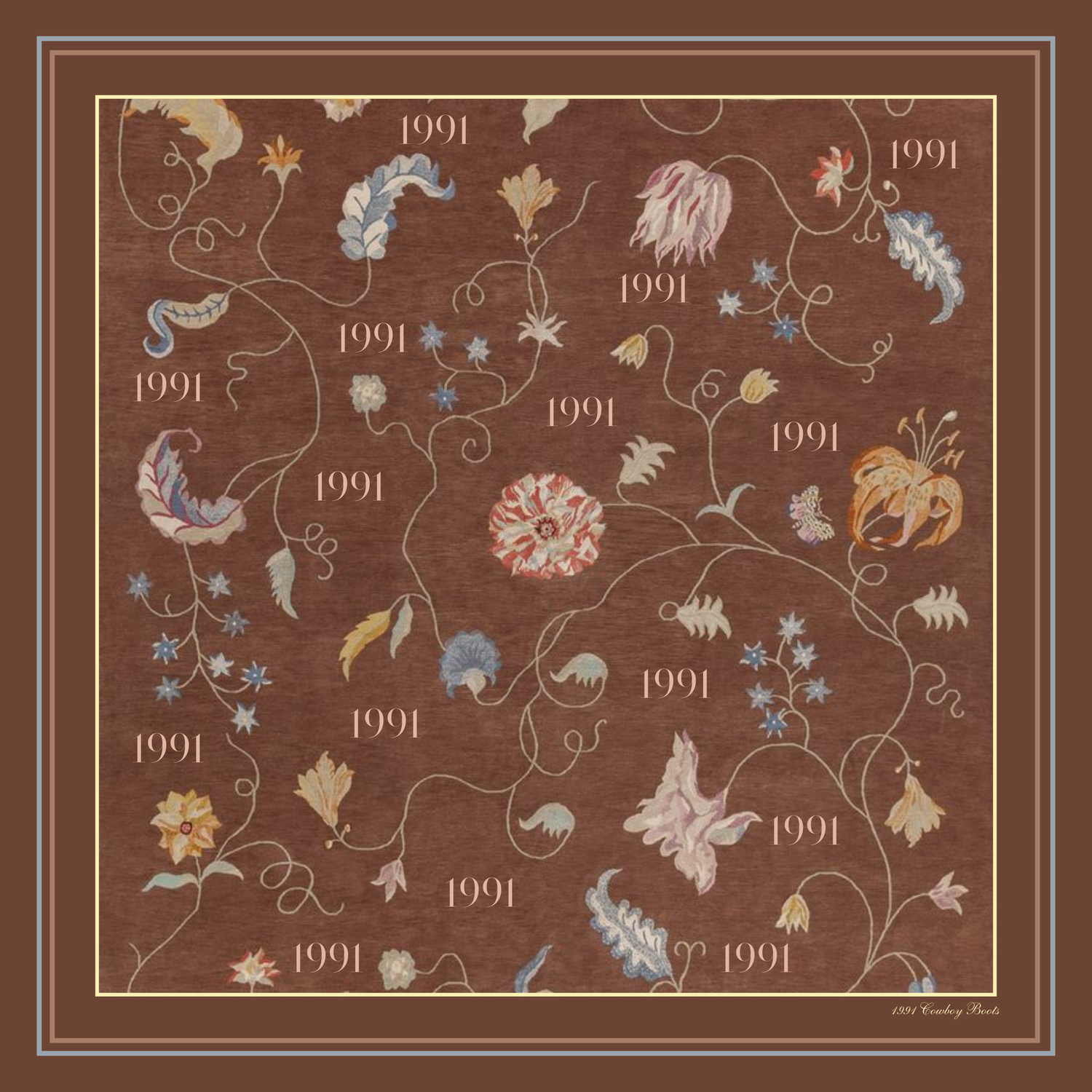1991 Artisan Floral Silk Wild Rag — 1991 Cowboy Boots