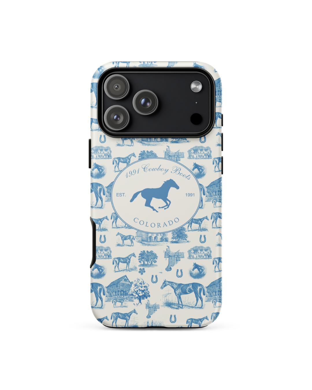 1991 Blue Western Horse Toile Tough Case for iPhone®