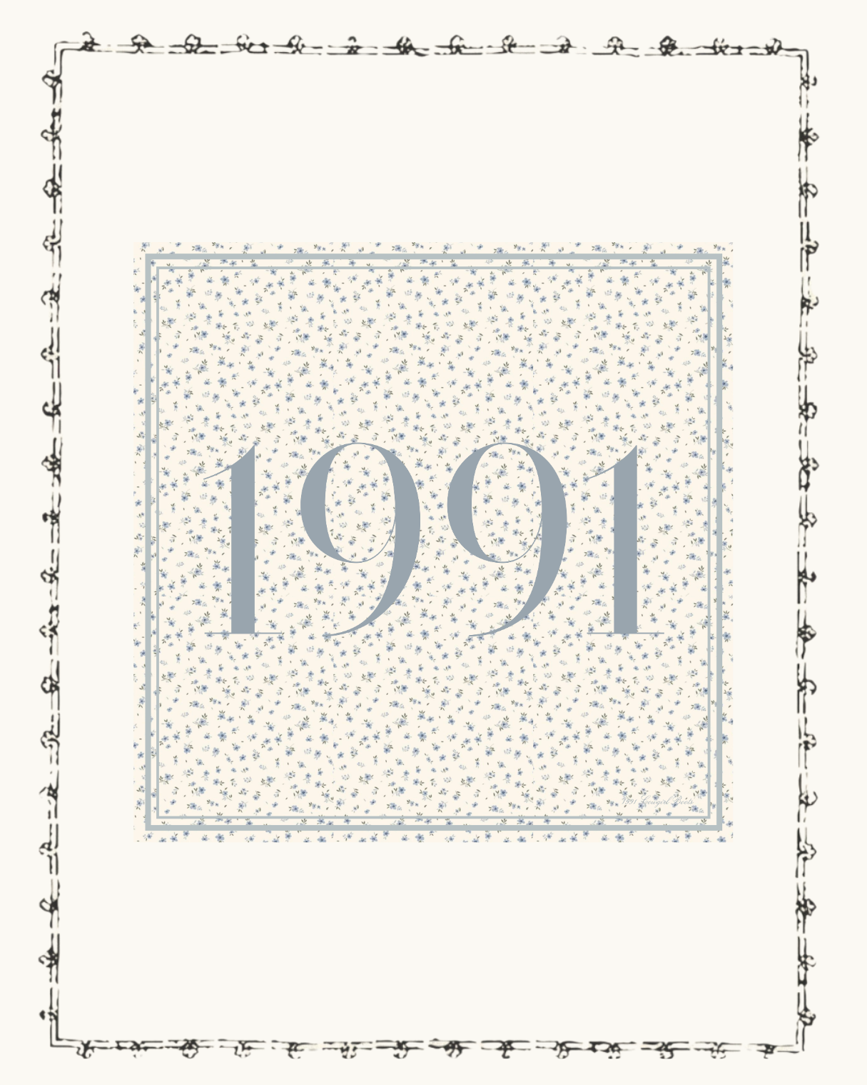 1991 Vintage Blue Floral Wild Rag
