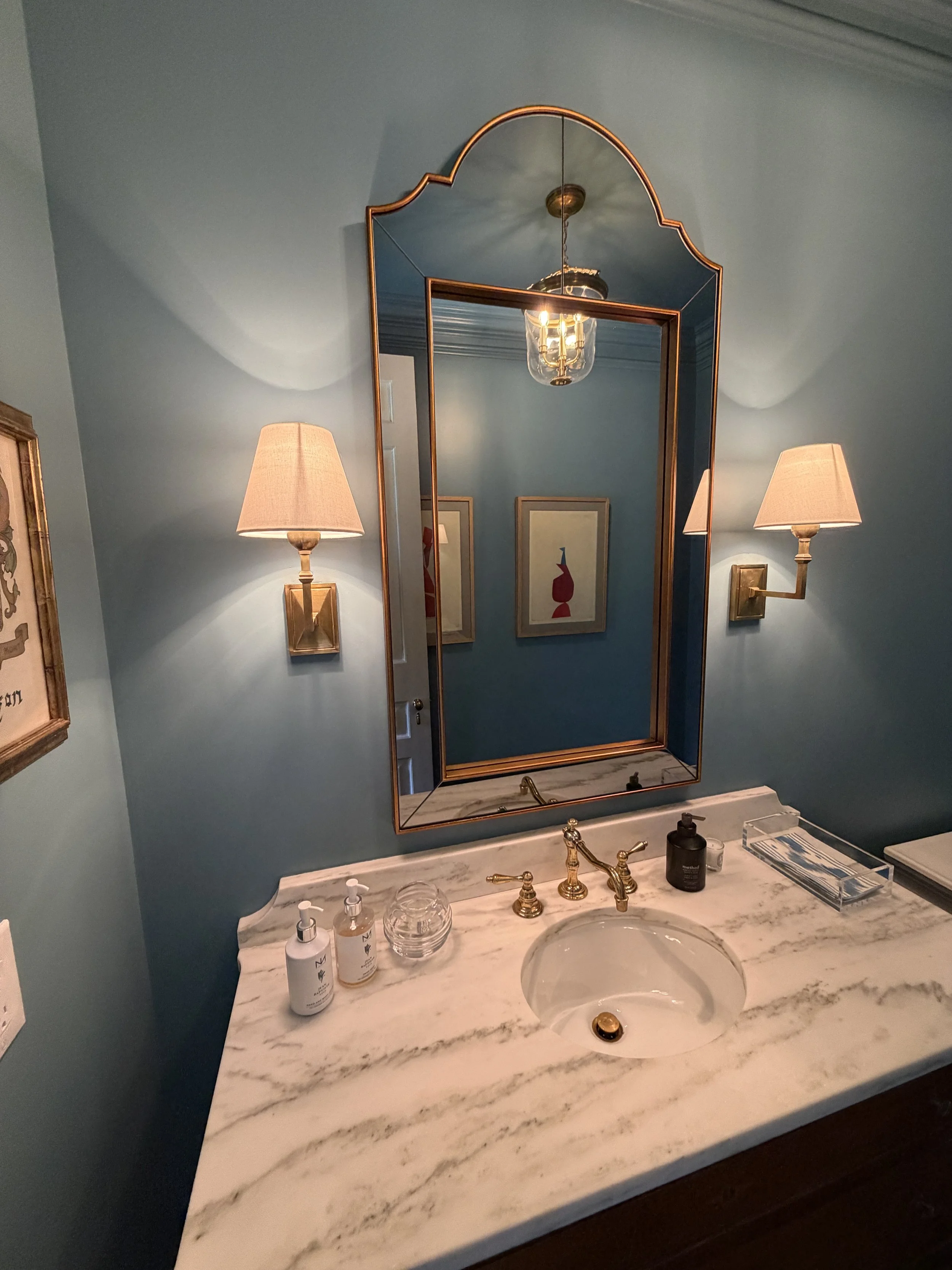 Powder Room Remodel: Farrow and Ball Stone Blue in a Louisville Historic Home