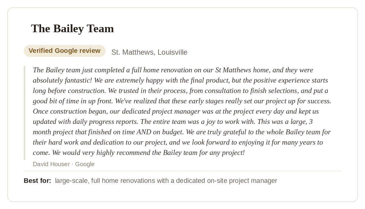 the bailey team 5 star google review