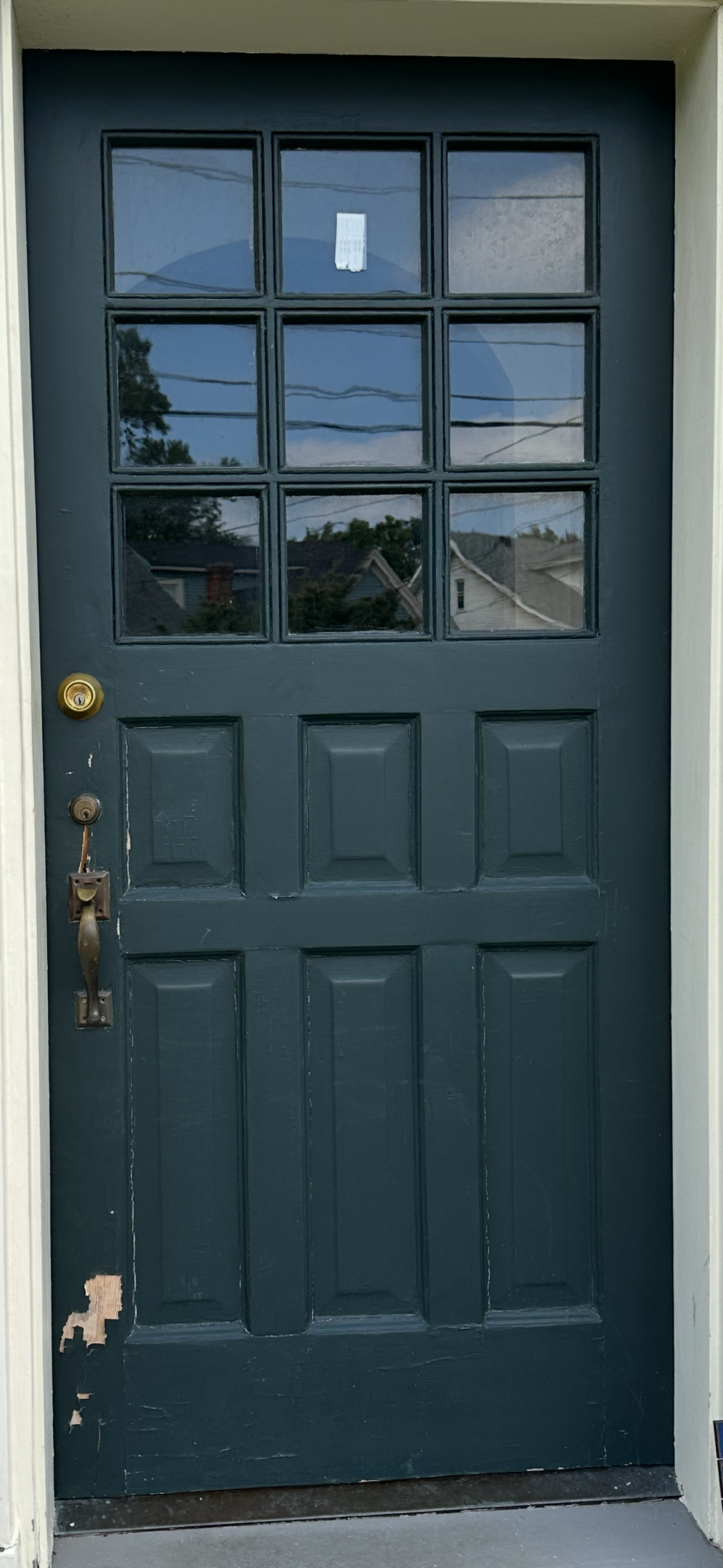 front door repair is needed on this historic exterior door in cherokee park Louisville ky