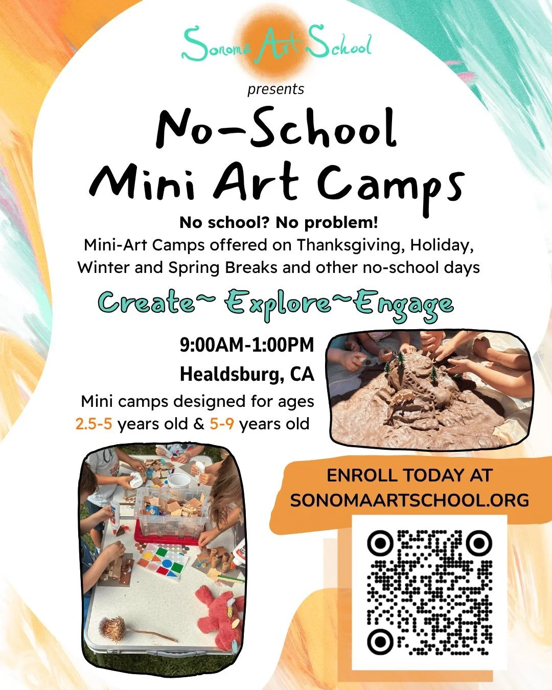 Looking for engaging and creative activities for the kids? Look no further- Sonoma Art School has you covered! What are you most excited for?