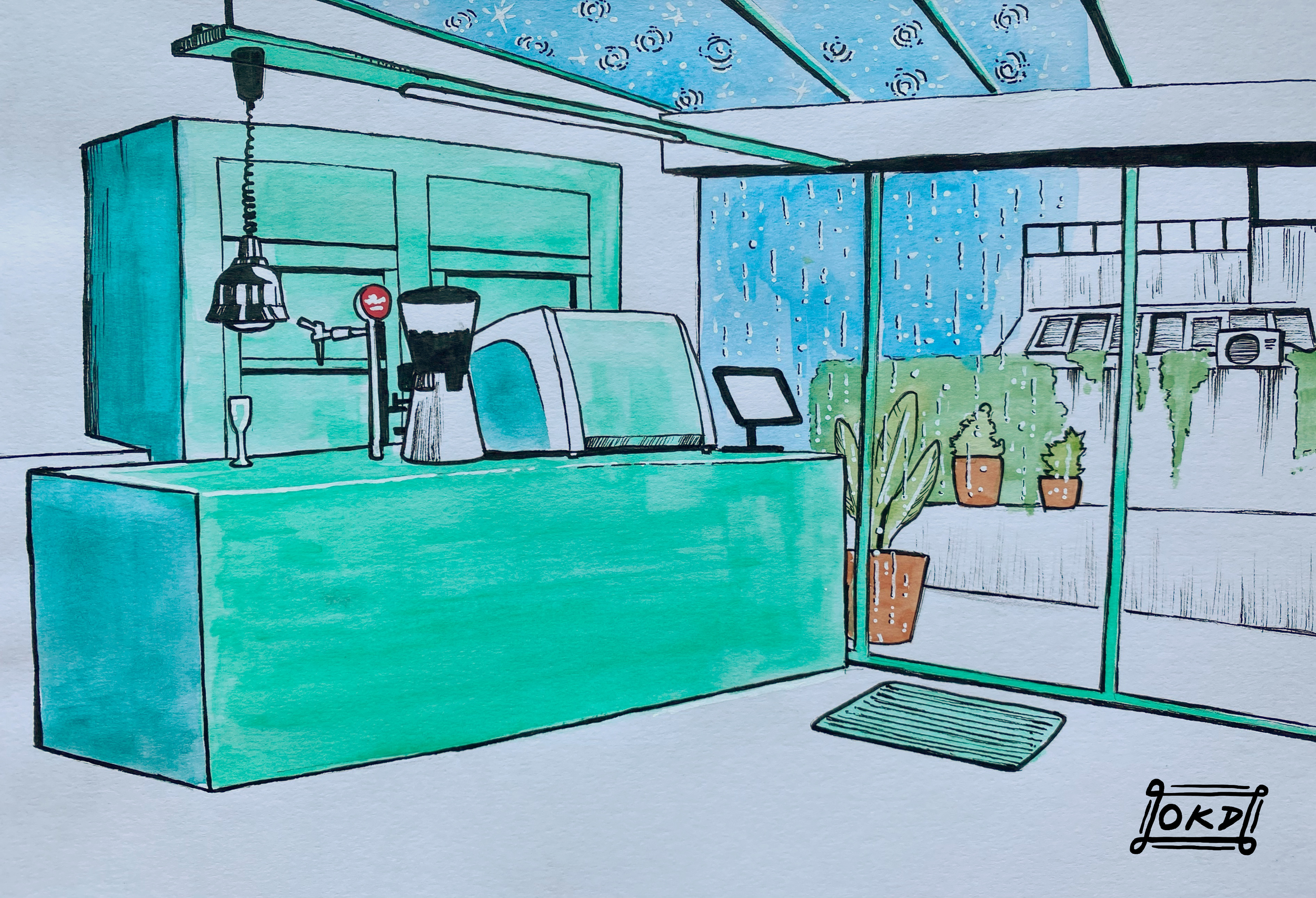 "Amelia's"
Watercolor & Ink on Paper
7" x 10"
February 2025
Porto, Portugal.