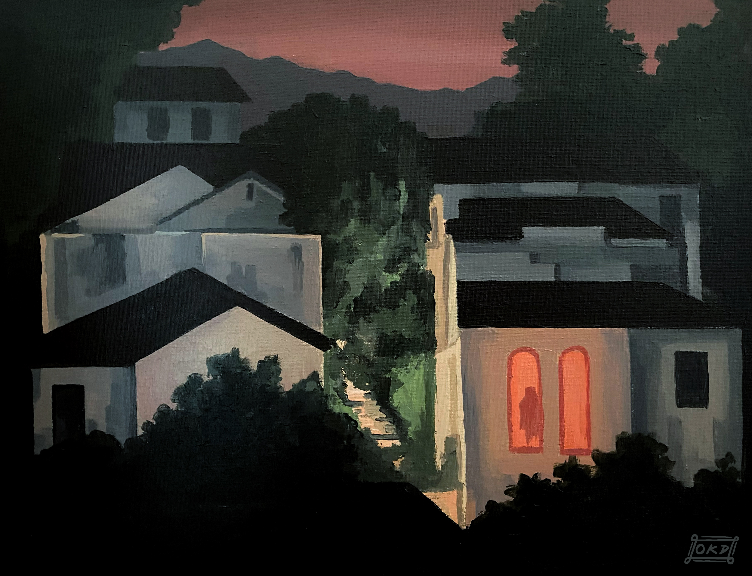 "The Red Ghost" Acrylic on Panel 14" x 18" October 2025