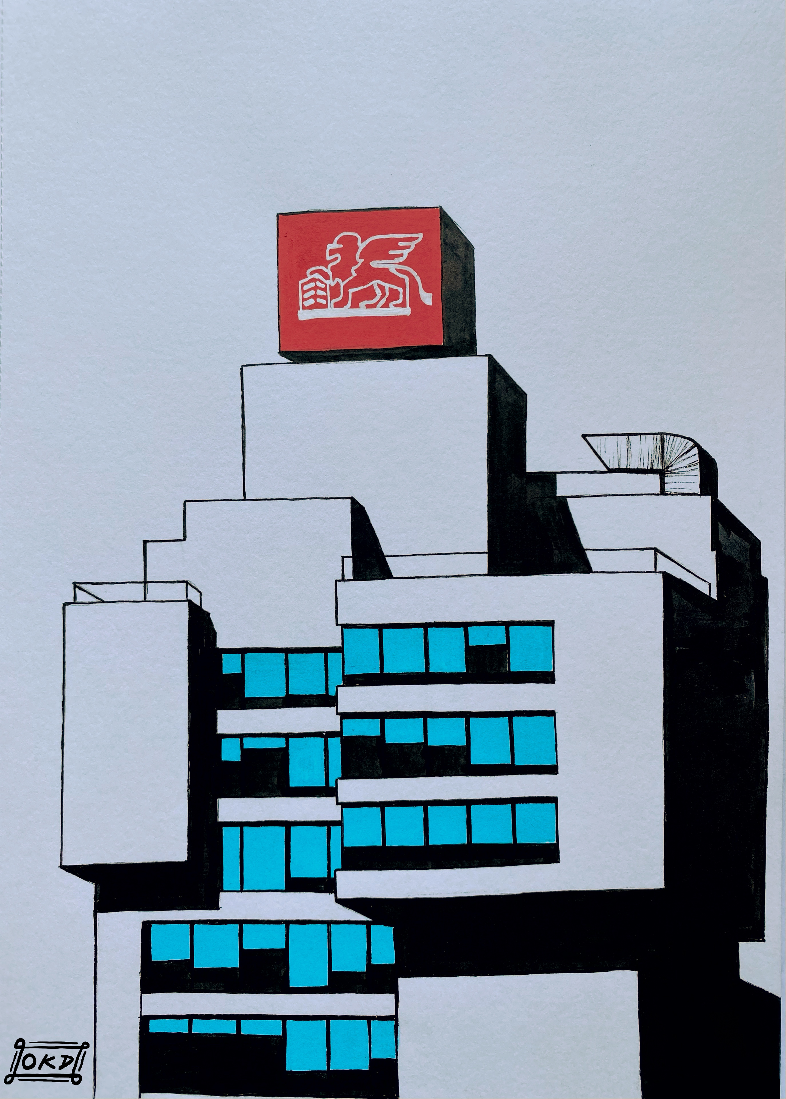 "Office Bloc"
Paint Pen & Ink on Paper
10" x 7"
February 2025
Porto, Portugal.