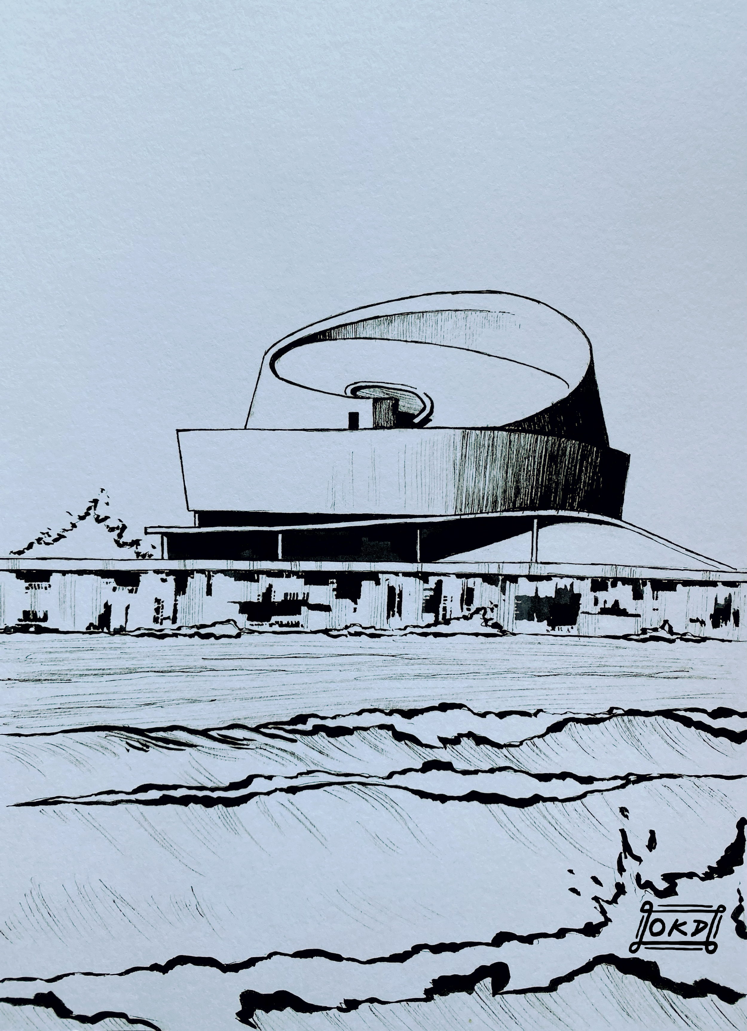 "Port Nexus"
Ink on Paper
7" x 10"
February 2025
Porto, Portugal.