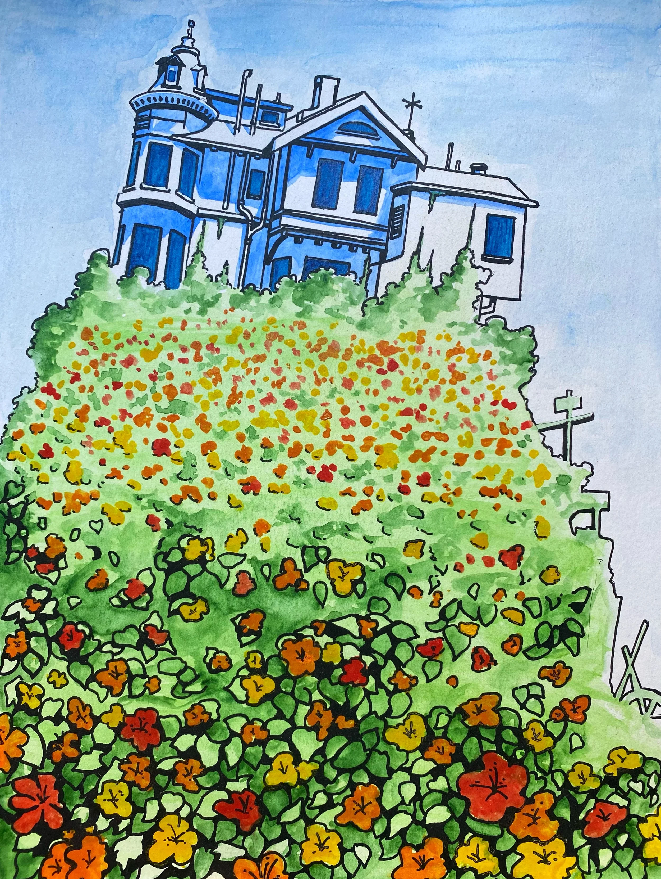 "Ivy Mansion"
Watercolor & Ink on Panel
12" x 9"
June 2024
Plumas National Forest, CA