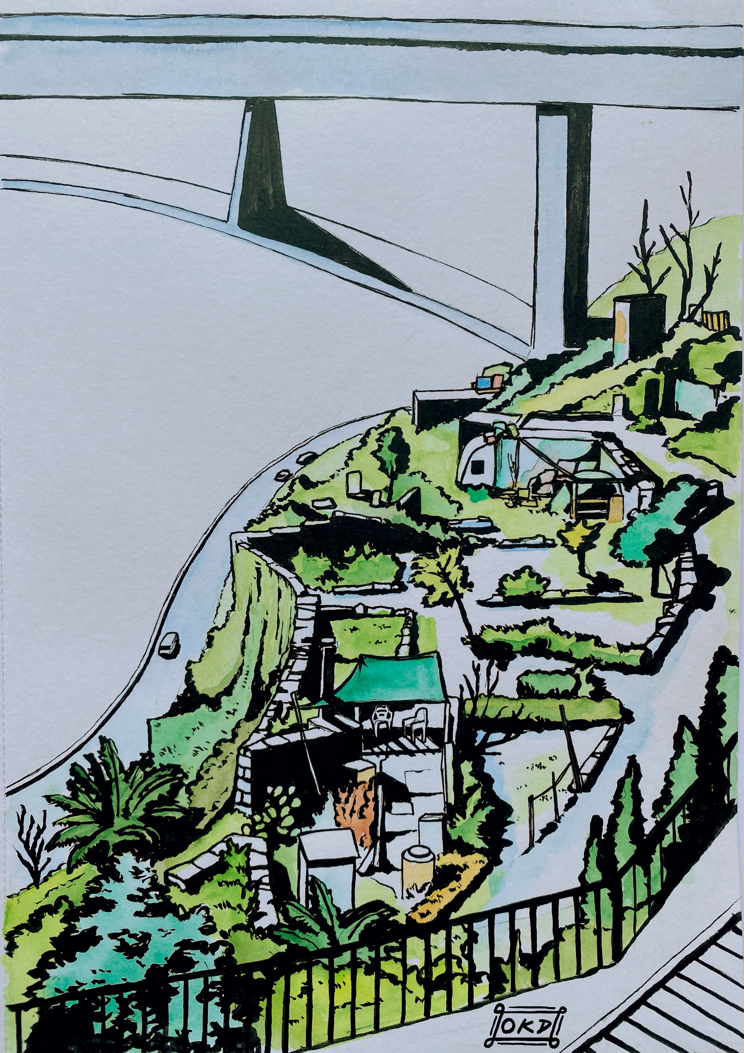 "Rampart Gardens"
Watercolor & Ink on Paper
10" x 7"
February 2025
Porto, Portugal.