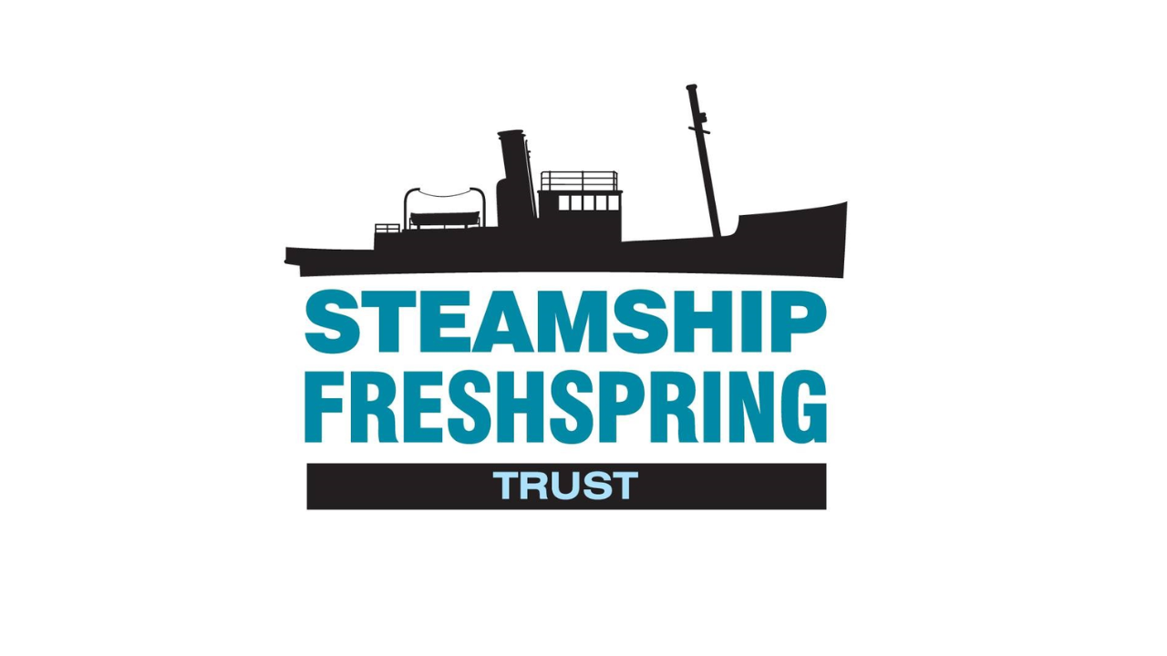 Logo with picture of a steamship with the words 'Steamship Freshspring Trust'