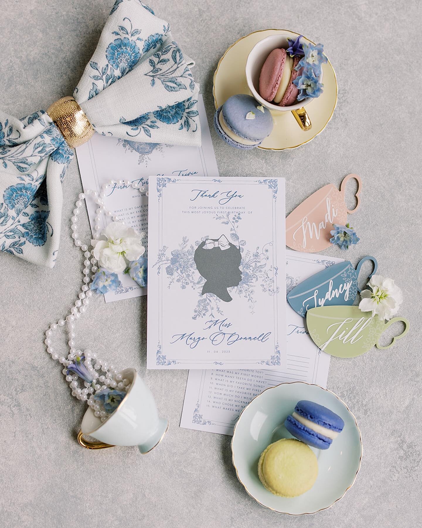 A few more details from our girlies first birthday. Inspired by Mary Cassatt&rsquo;s &ldquo;Margot in Blue&rdquo; &mdash; we designed the details and the tablescape to be whimsical, playful and elegant. Just like our Margo Grace 🩵

Check out our sto