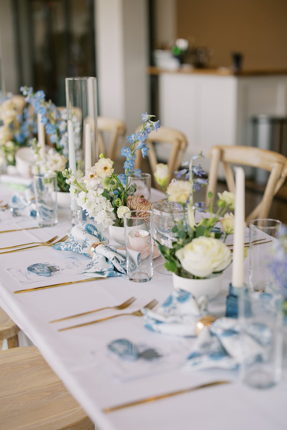 Blue Floral Tablescape with Candles.JPG