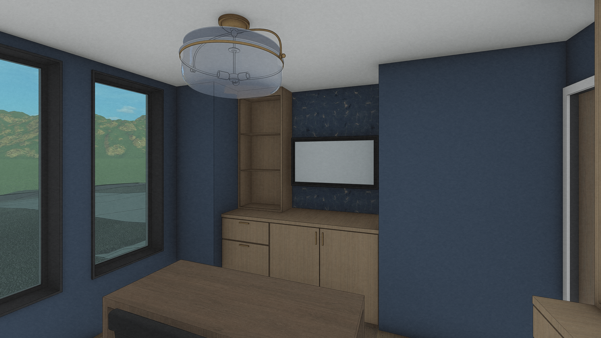 Design Development rendering of the interior of the home in the new office by Solstice Design Studio