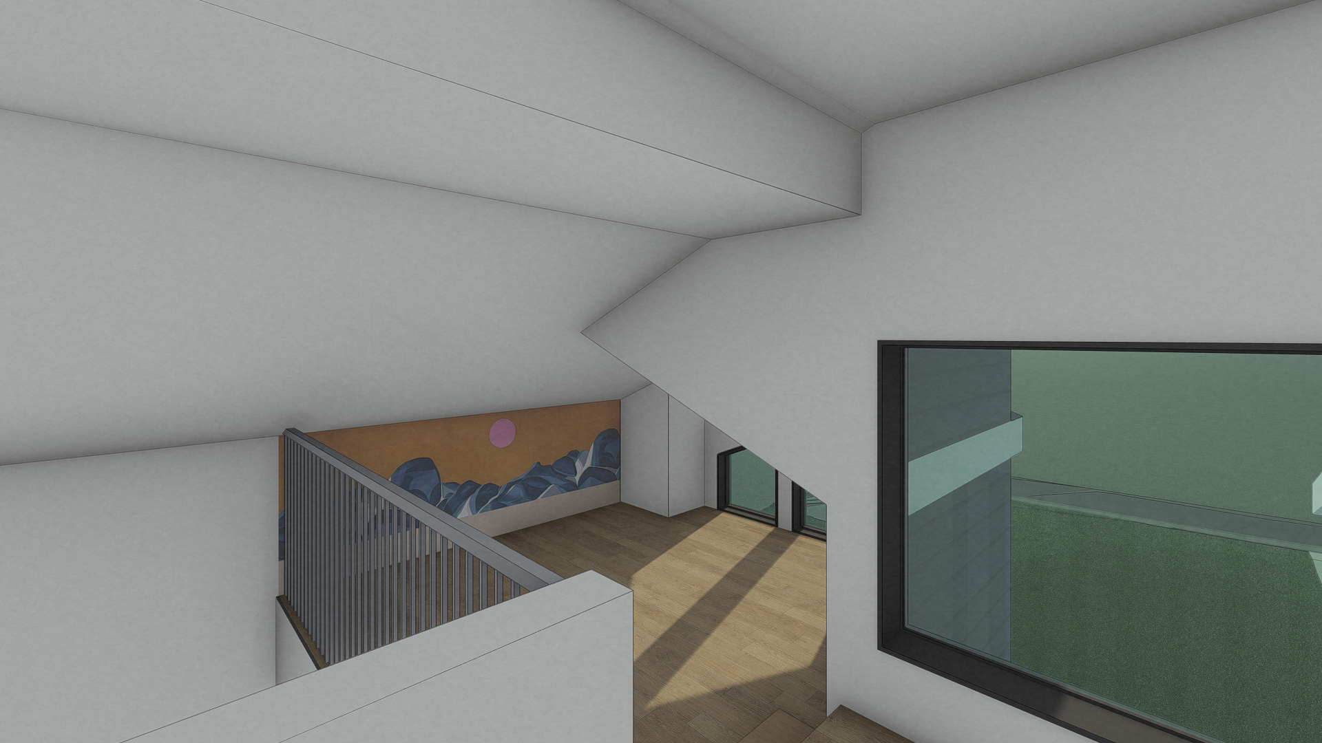 Design Development rendering of the interior of the home of the new kids loft by Solstice Design Studio