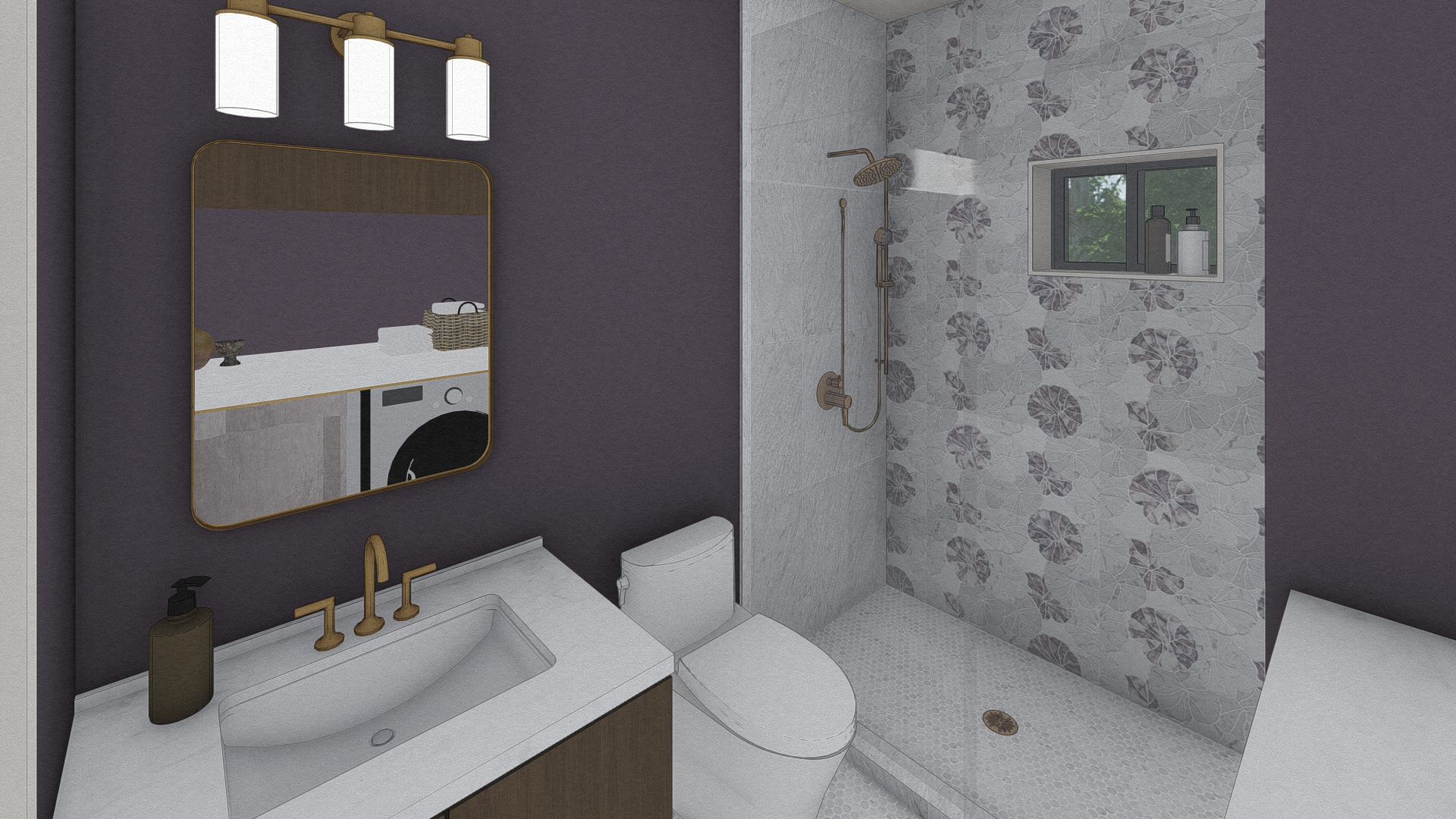 Solstice Design Studio rendering of Avenues Main Floor Bathroom