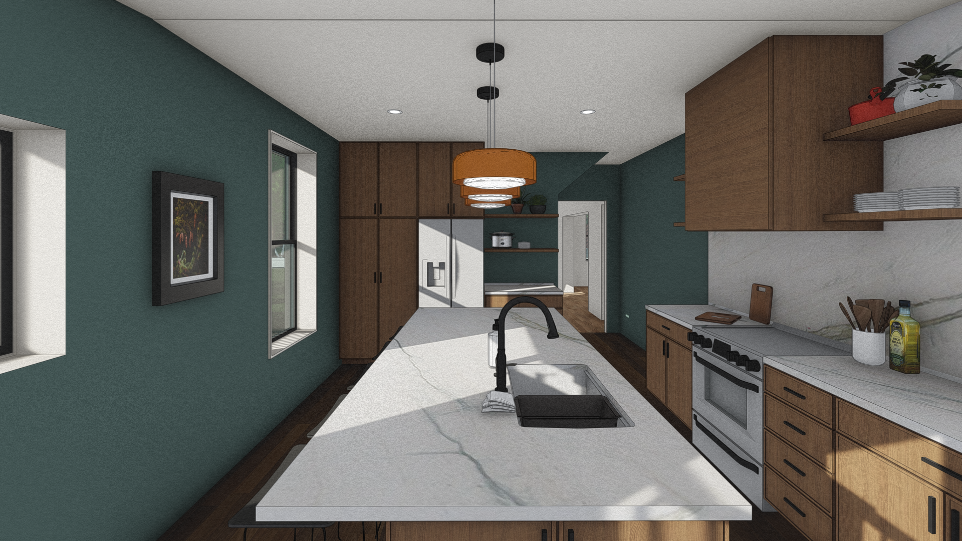 Solstice Design Studio rendering of Avenues Kitchen