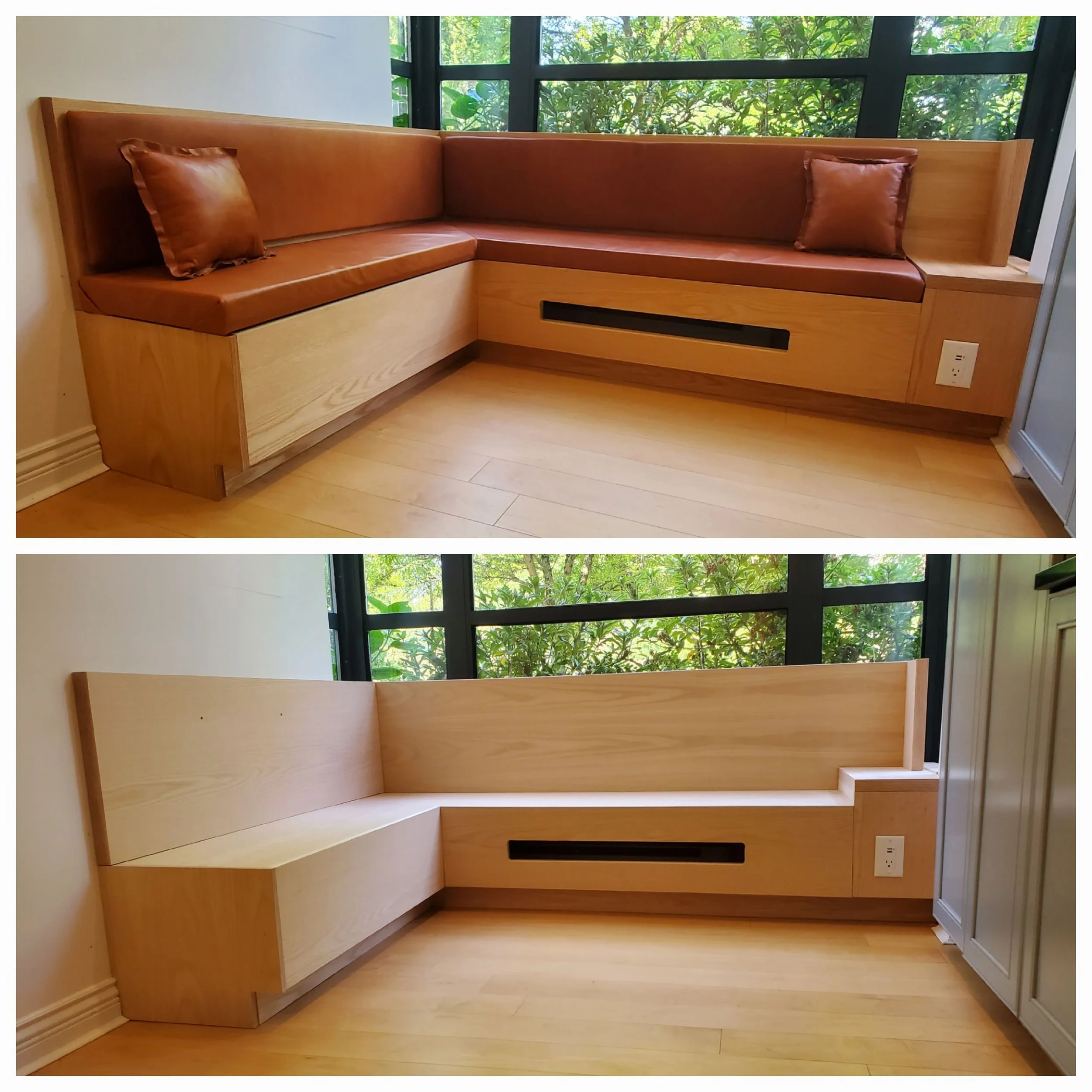 Custom french nook with leather cushions