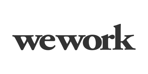 WeWork logo on a black background.