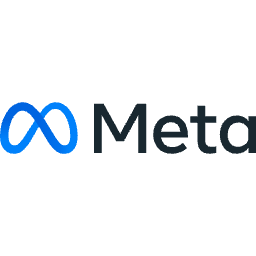 Meta logo with interconnected blue and black loops and the word 'Meta' in black text.