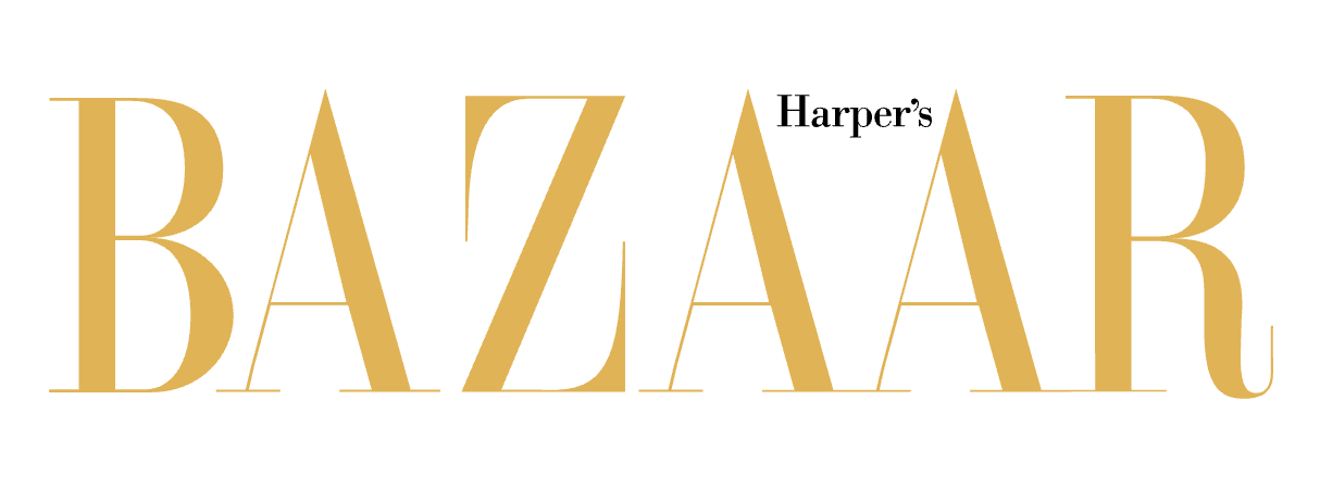 Logo of Harper's BAZAAR magazine in gold and black text.