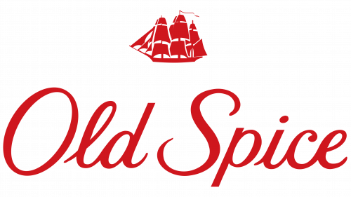 Old Spice logo with red text and nautical emblem.