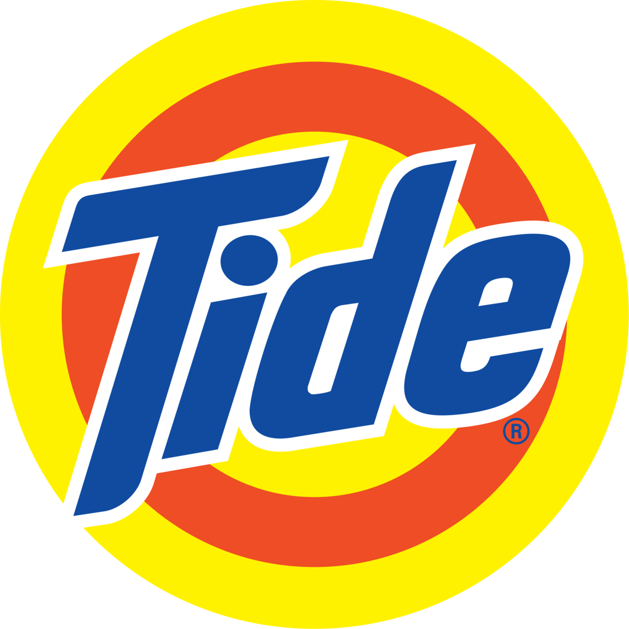 Tide logo with yellow background, red circle, and blue text.