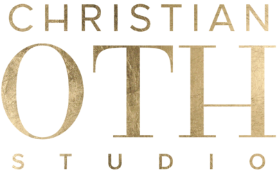 The image shows the words "CHRISTIAN OTH STUDIO" with a gold and beige color scheme, likely a logo or branding for a studio.