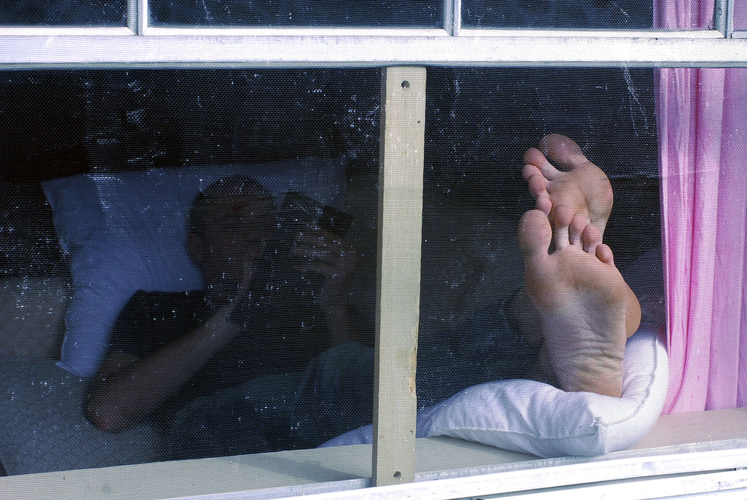 Jonathan's feet in the window