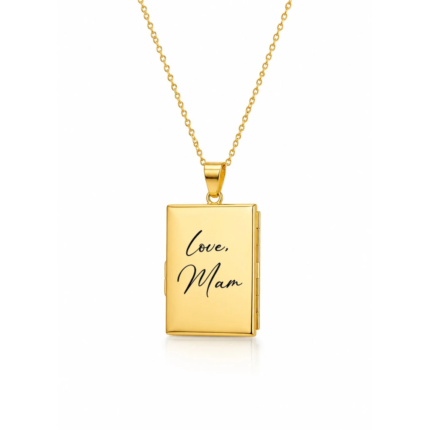 Gold Book Photo Locket Handwriting Necklace