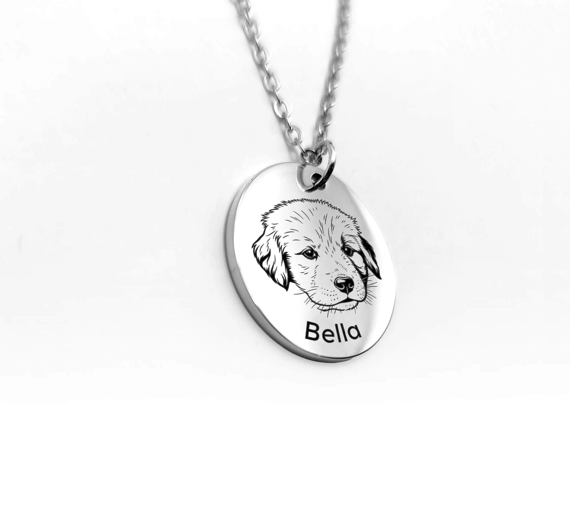 custom dog portrait necklace engraved pet face pendant