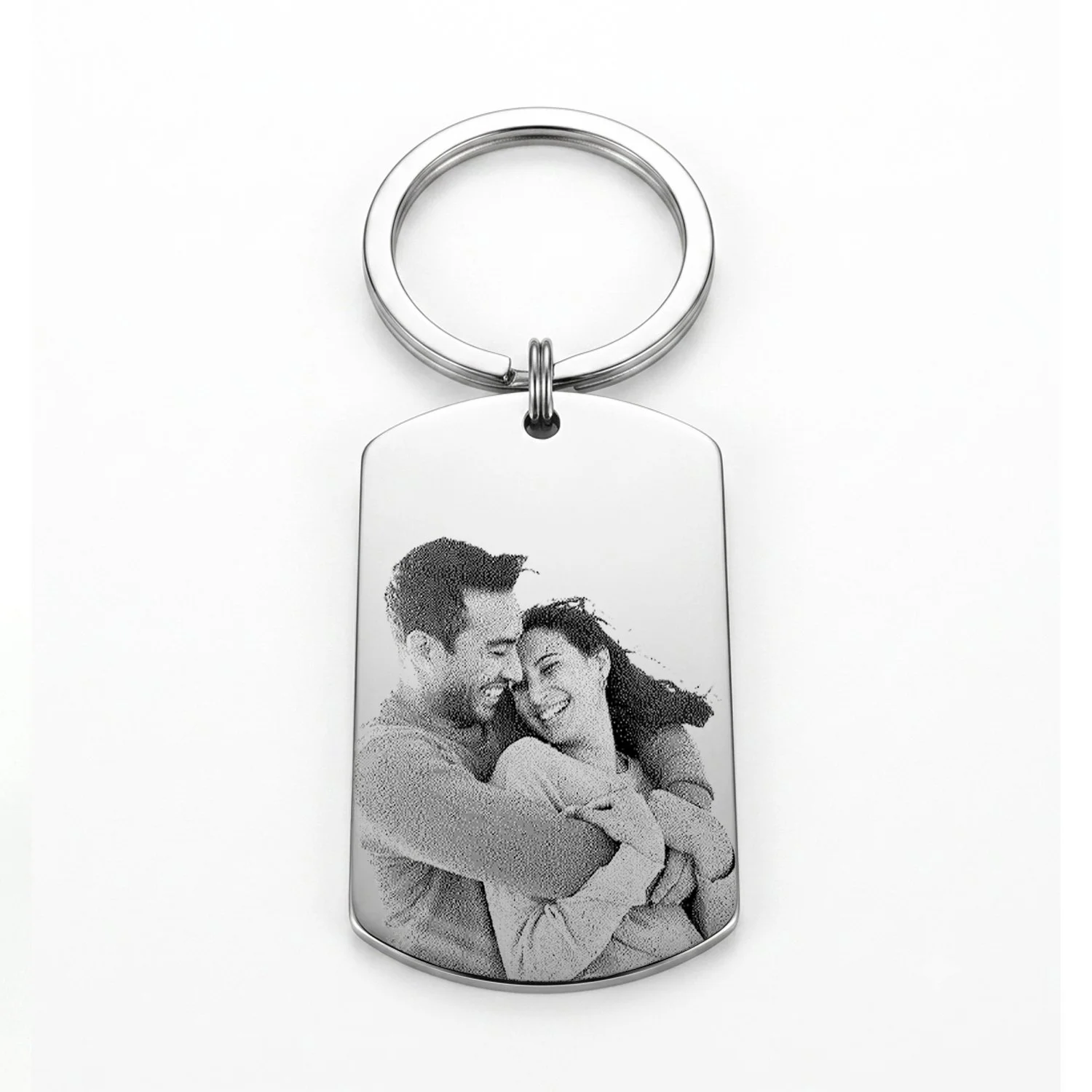 Photo Engraved Dog Tag Keyring