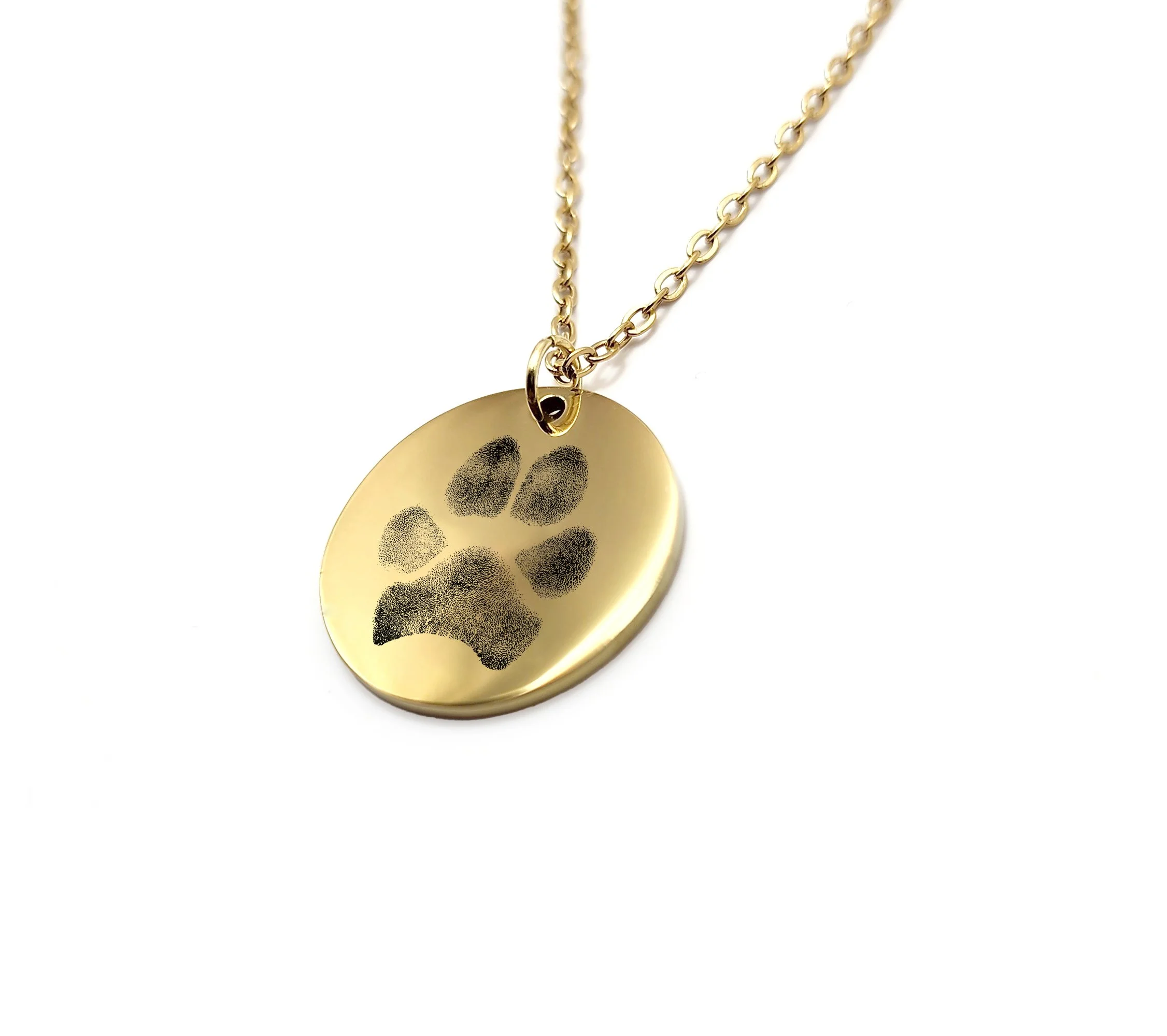 personalised pet paw print necklace engraved pendant