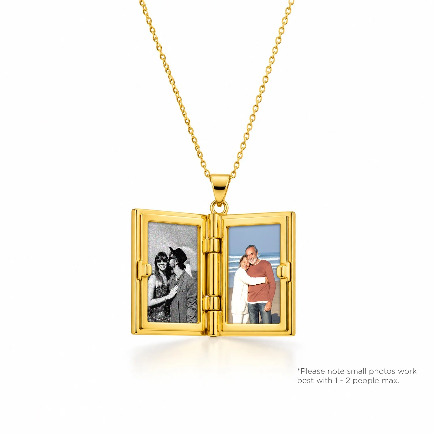 Gold Book Photo Locket Engraved Necklace