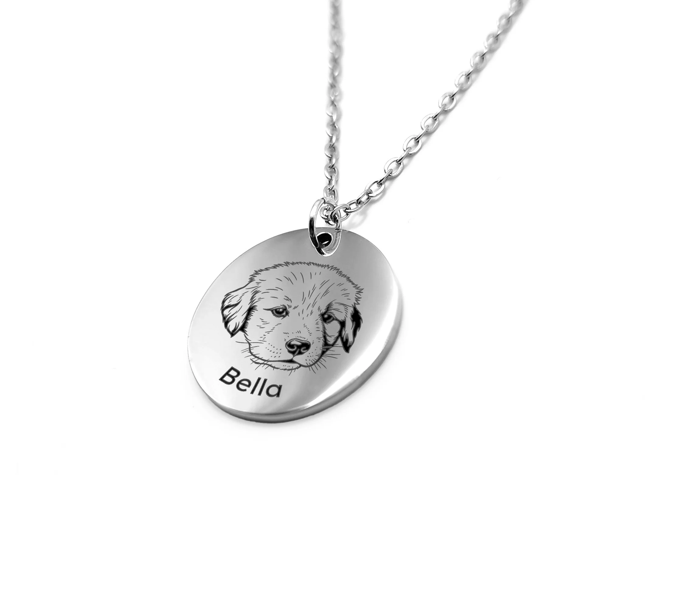 engraved pet portrait necklace personalised dog face necklace