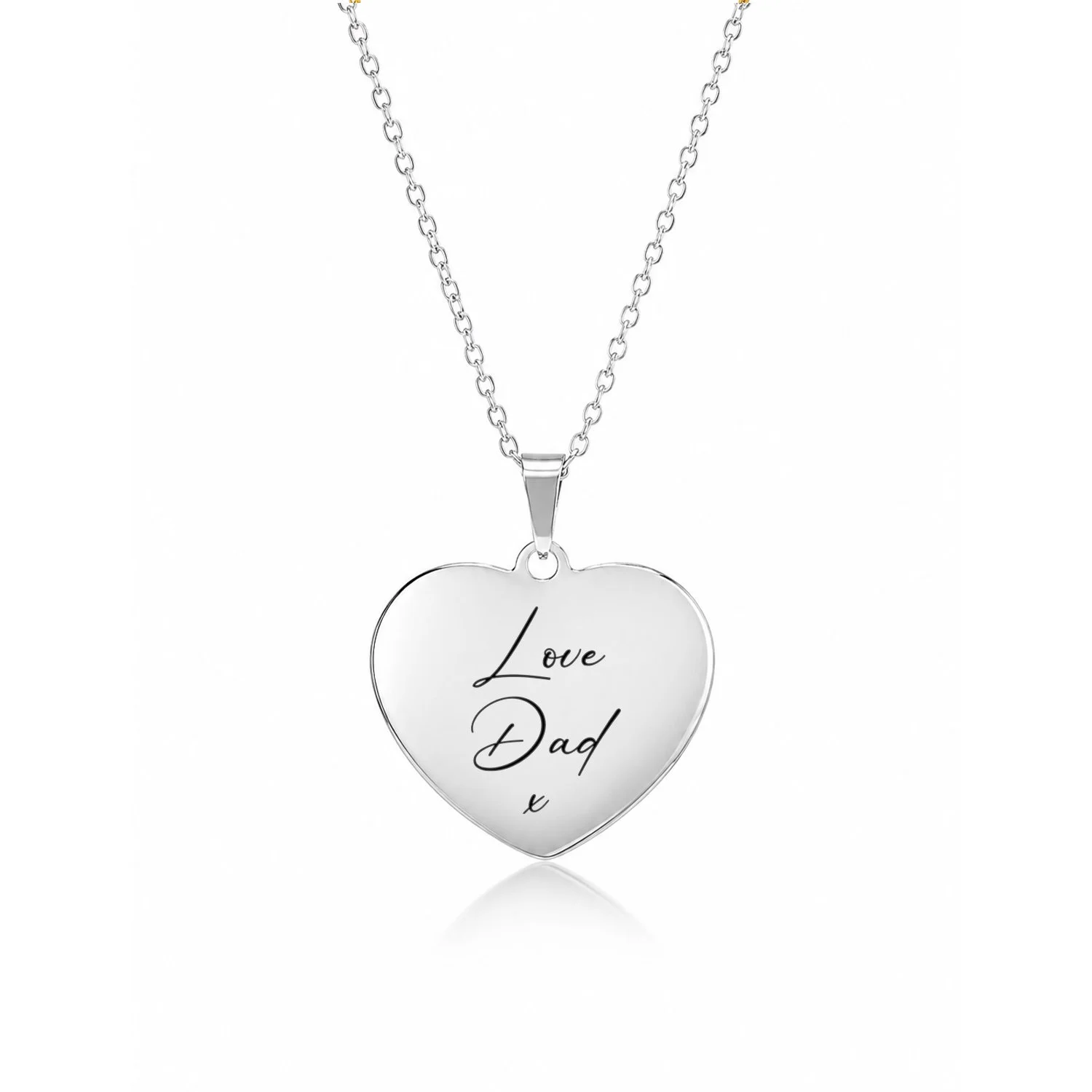 Silver Heart Handwriting Engraved Necklace