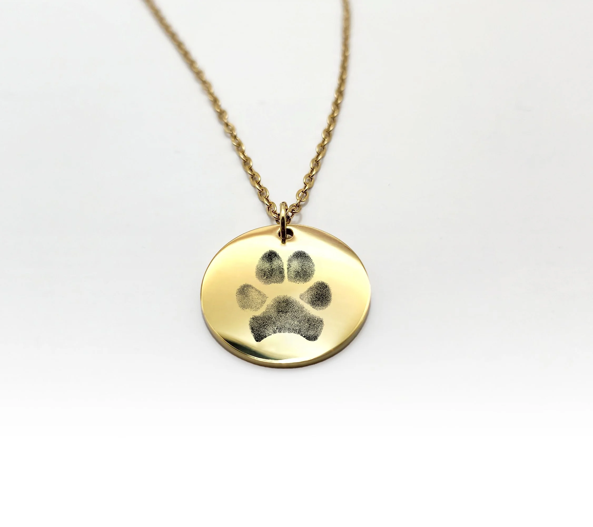 engraved dog paw print necklace personalised pet jewellery